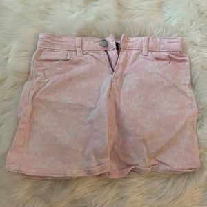 Pink and white floral jean shorts